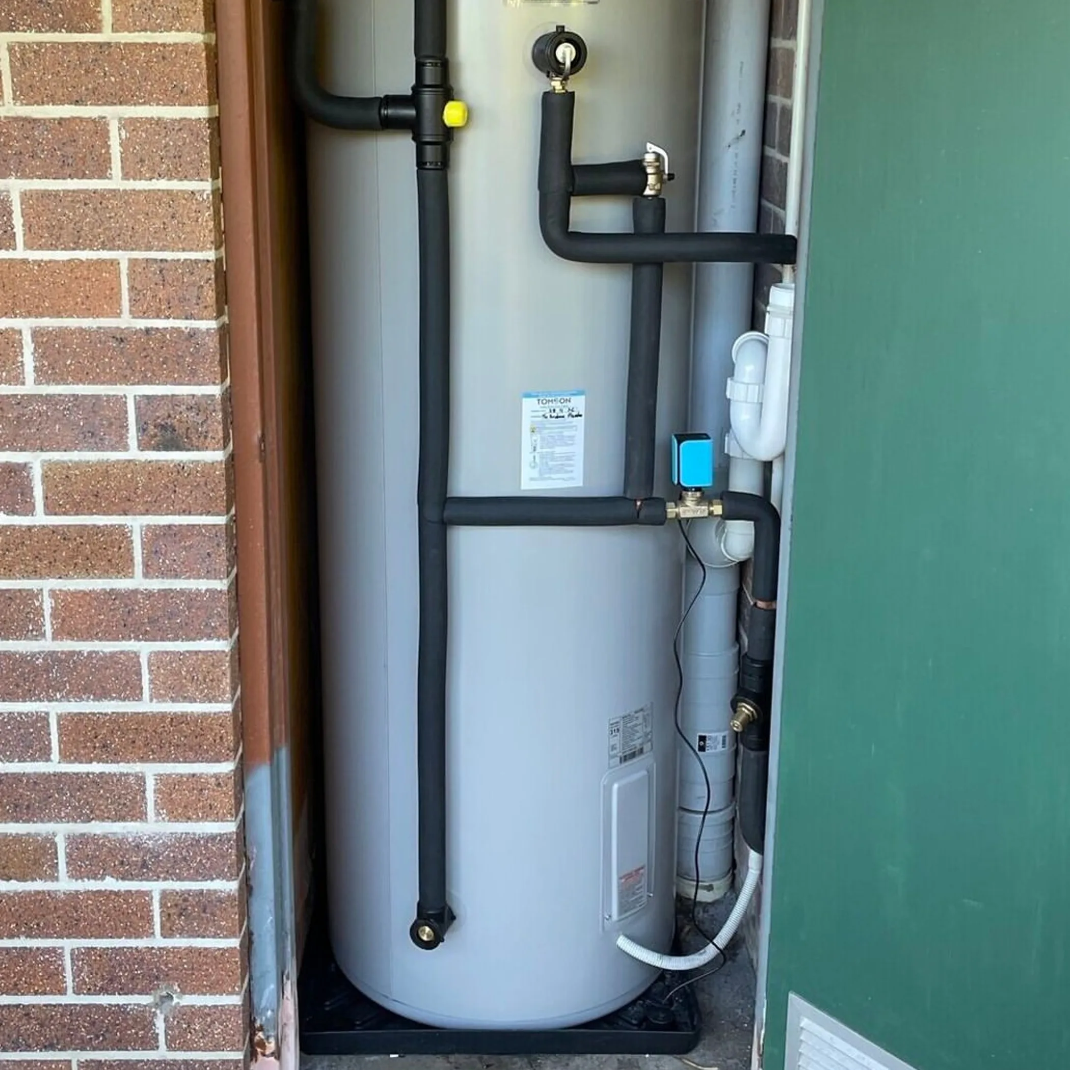 hot water system with pipes and valves